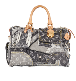 Denim Patchwork Speedy 30, Fabric, Grey, TH2017, DB/LT/L/K, 2*